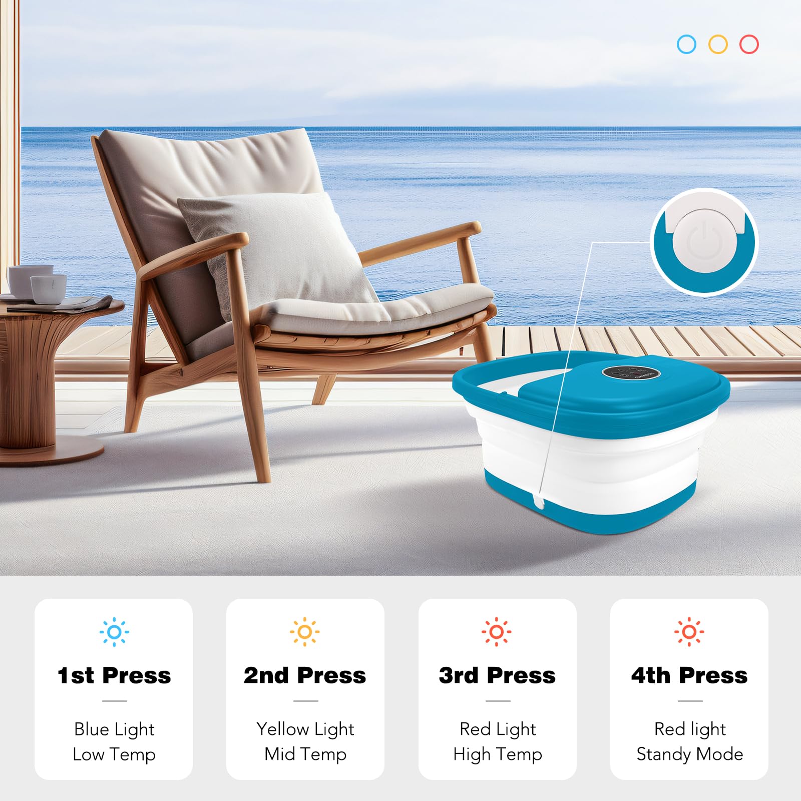 KNQZE foot spa with temperature display for consistent warmth during soaking.