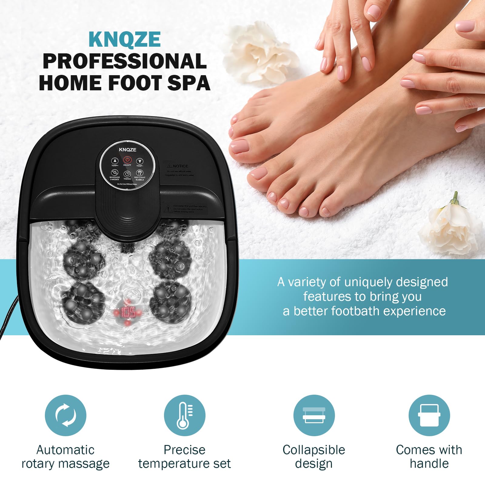 KNQZE foot spa timer lets you tailor soak duration with ease