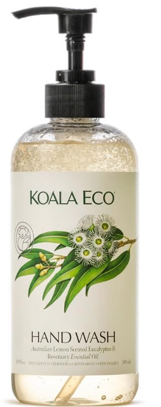 Koala Eco hand wash bottle featuring lemon eucalyptus and rosemary scent for refreshing hand cleansing