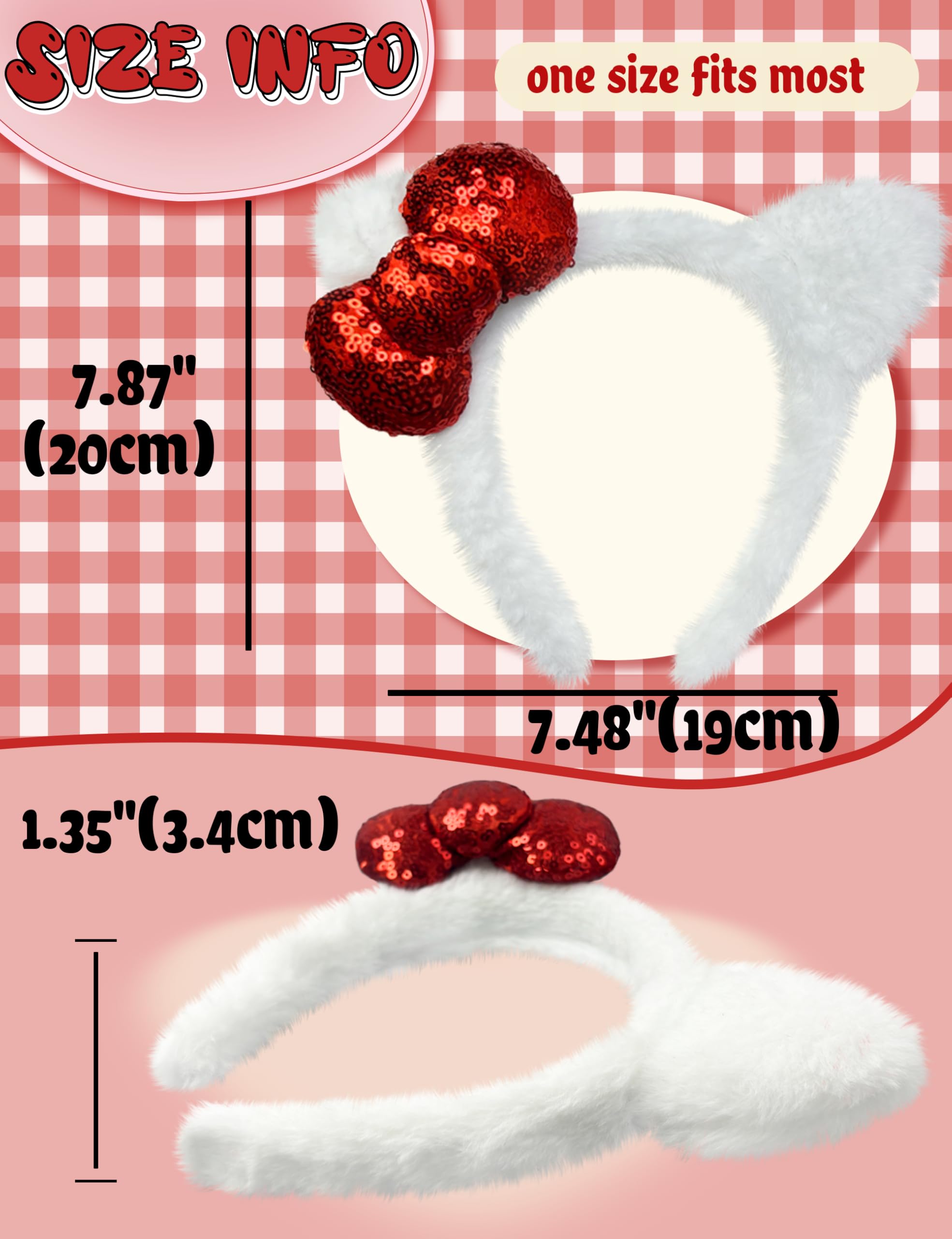 Kobataro kitty ears headband red bow detail highlights playful accessory for outfits