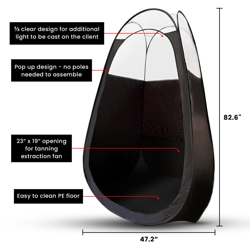 KOBBTAN large deluxe spray tan tent clear window shows natural light for precise, shadow-free application.