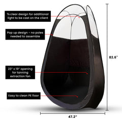 KOBBTAN large deluxe spray tan tent clear window shows natural light for precise, shadow-free application.