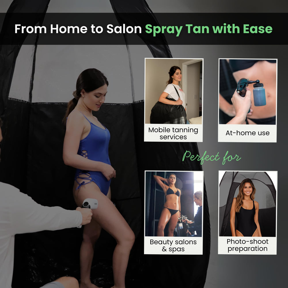 KOBBTAN tent interior features easy-clean surfaces for quick sanitation between clients.
