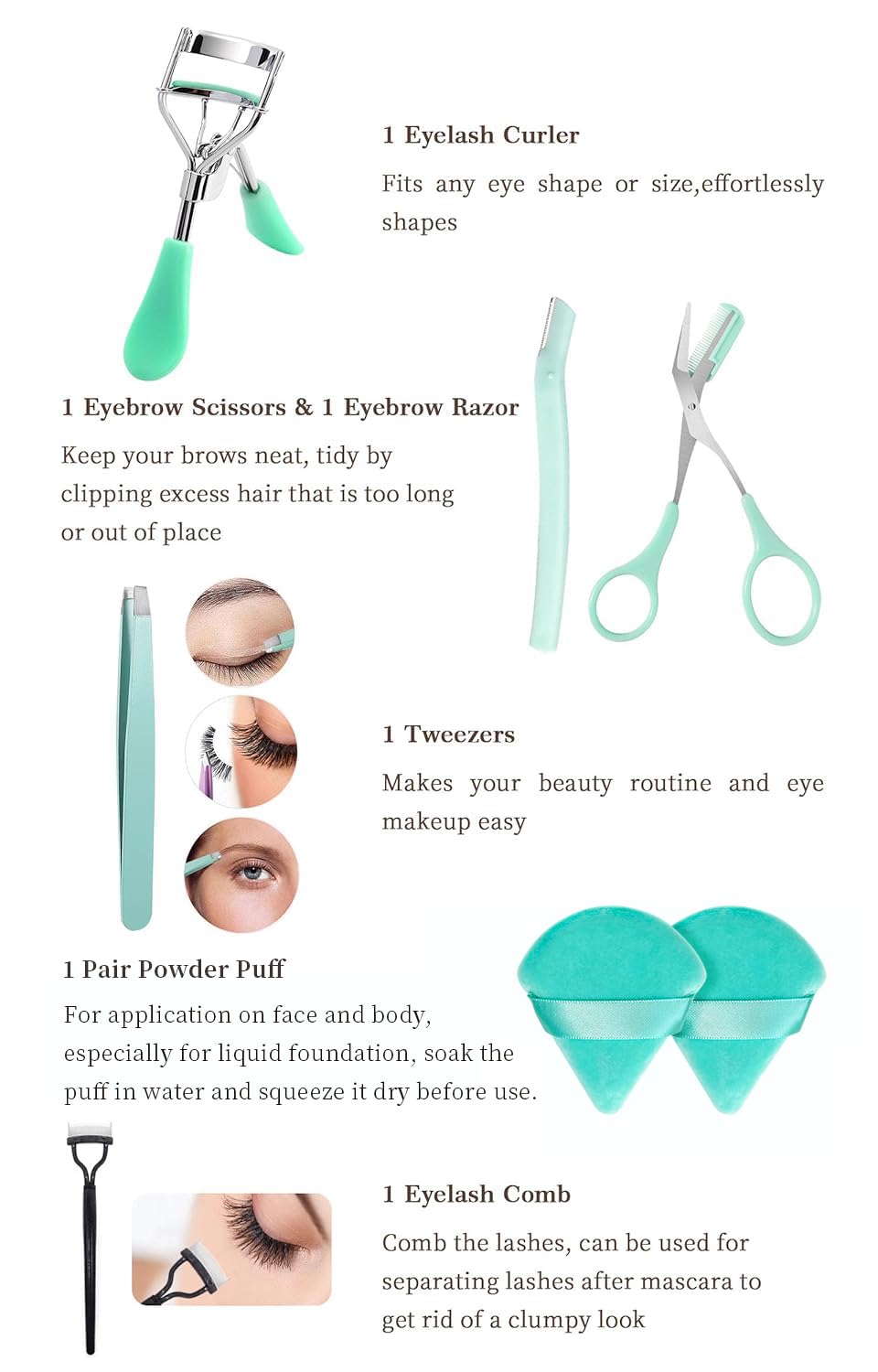Koccido eyeshadow brush green kit for precise eye makeup