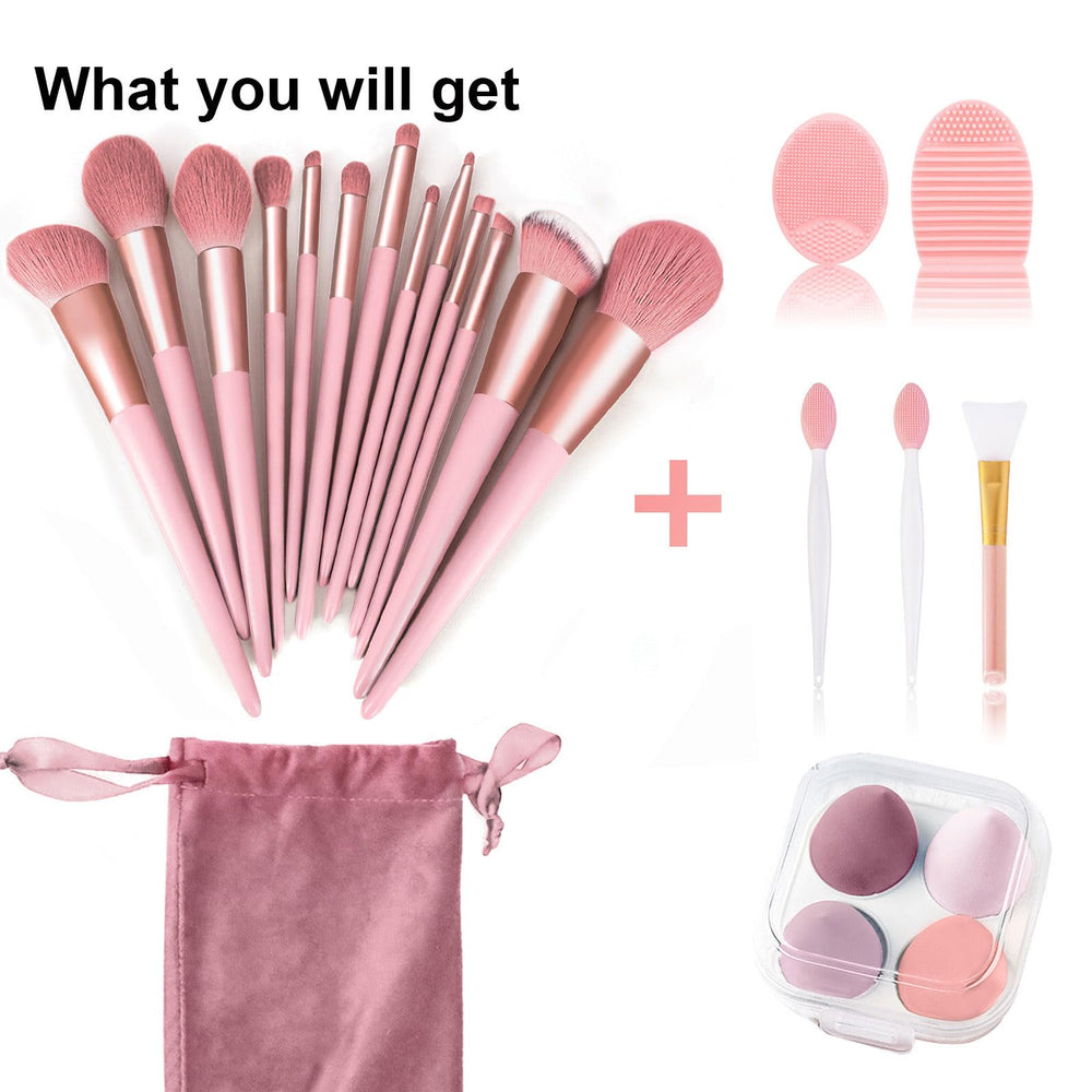 Koccido makeup brush storage bag pink keeps brushes organized on the go