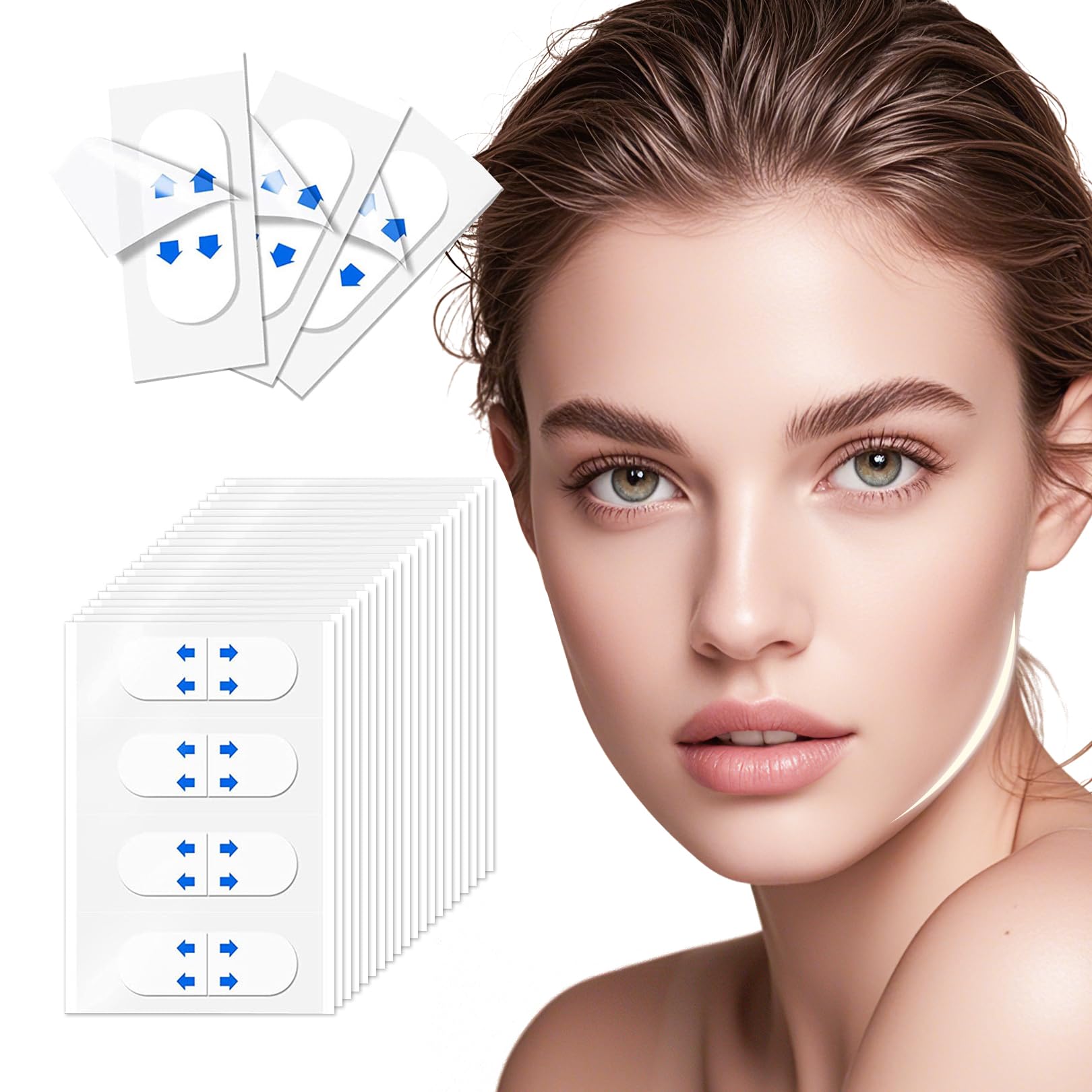 KODASNY face lift tape invisible application closeup shows secure lift for smoother jawline