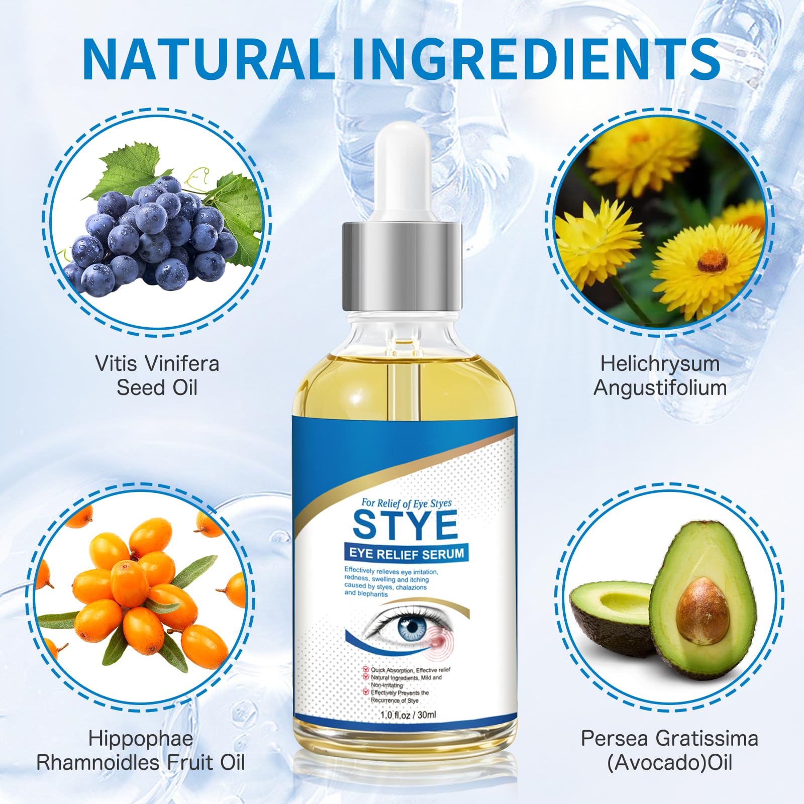 KODASNY Stye Eye Treatment being applied by hand demonstrates soothing eye care routine.