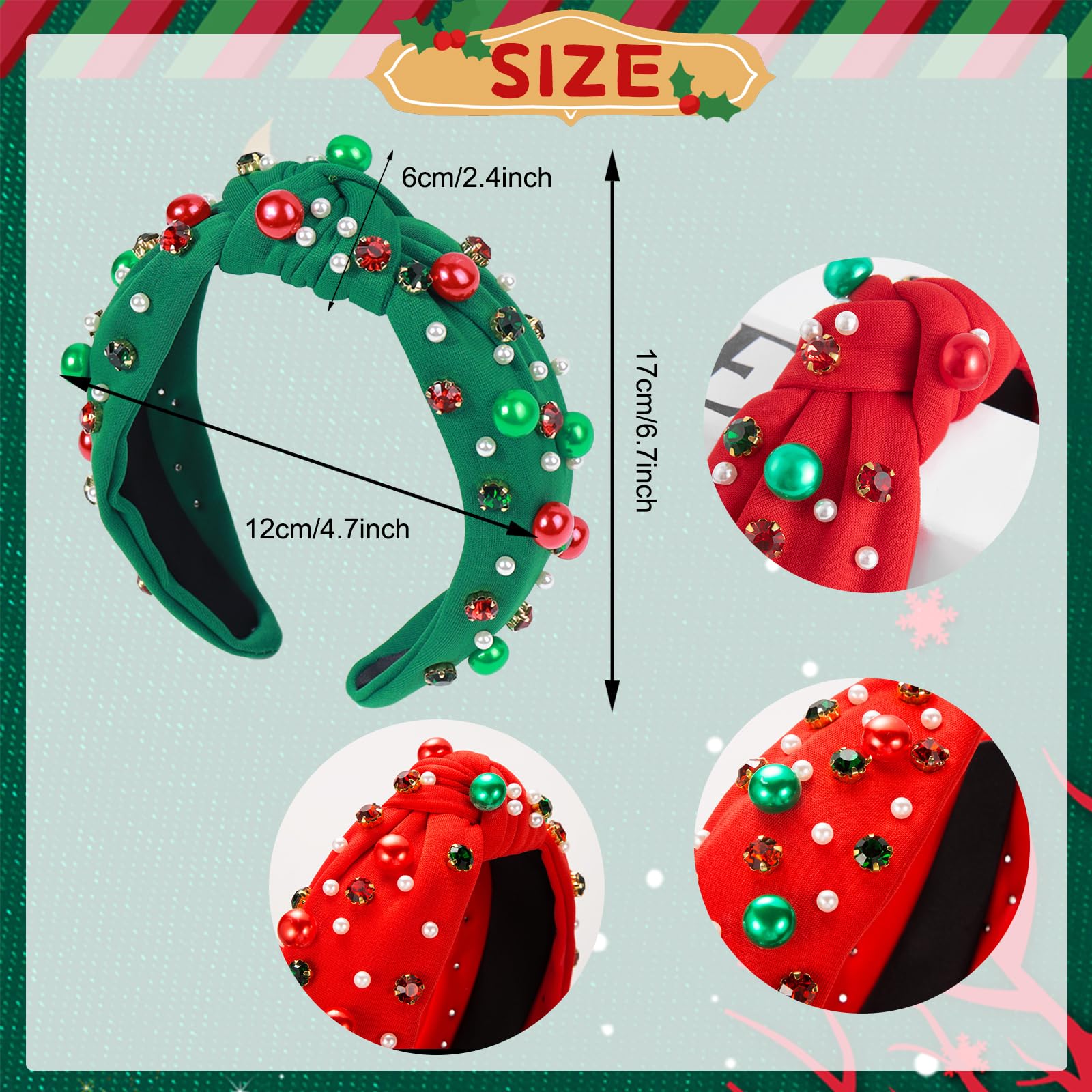 Koeilay headband in red-green plaid fabric boosts seasonal style for gatherings.