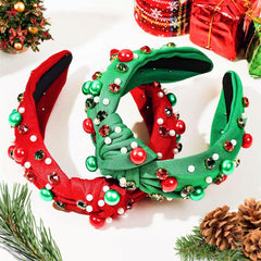 Koeilay Christmas headband top knot rhinestones adds chic attention for party looks.