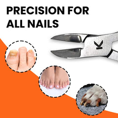 Kohm ingrown toenail clippers ergonomic handle reduces hand strain during trimming.