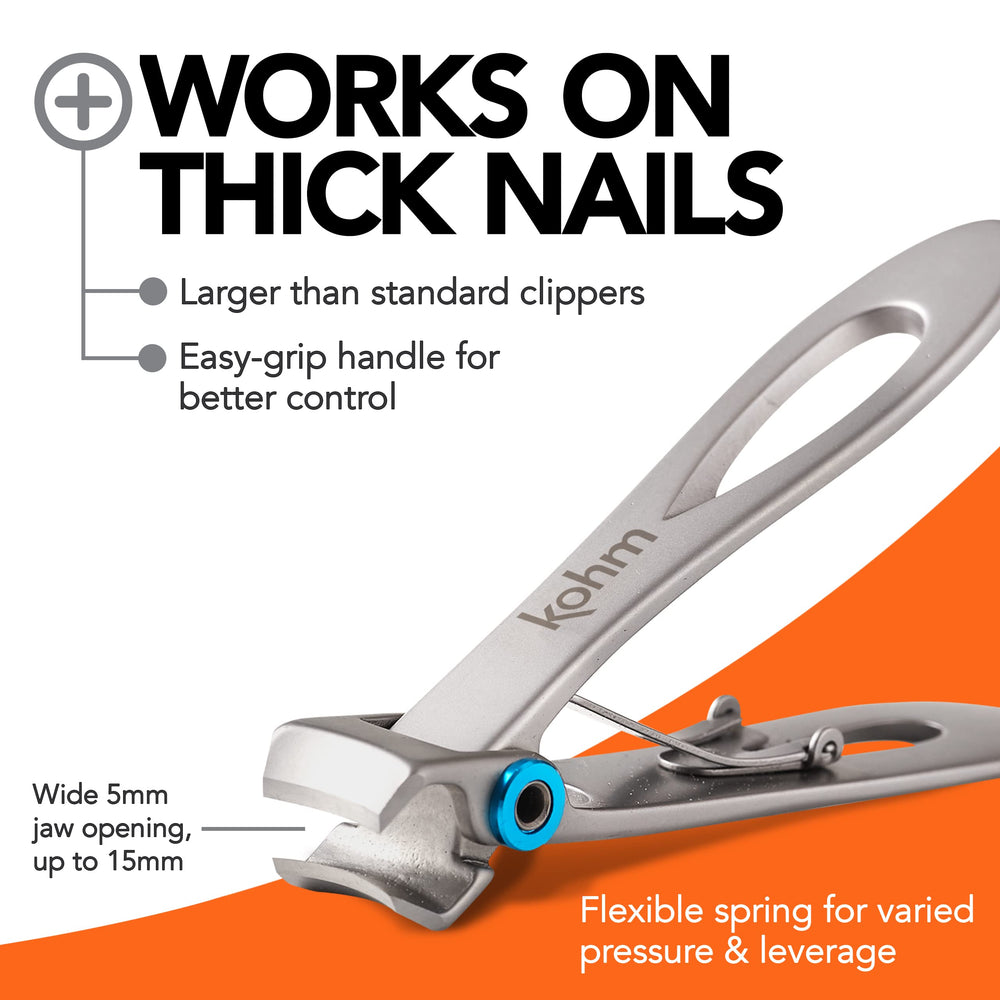 KOHM Nail Clippers senior-friendly use demonstrating easy nail care
