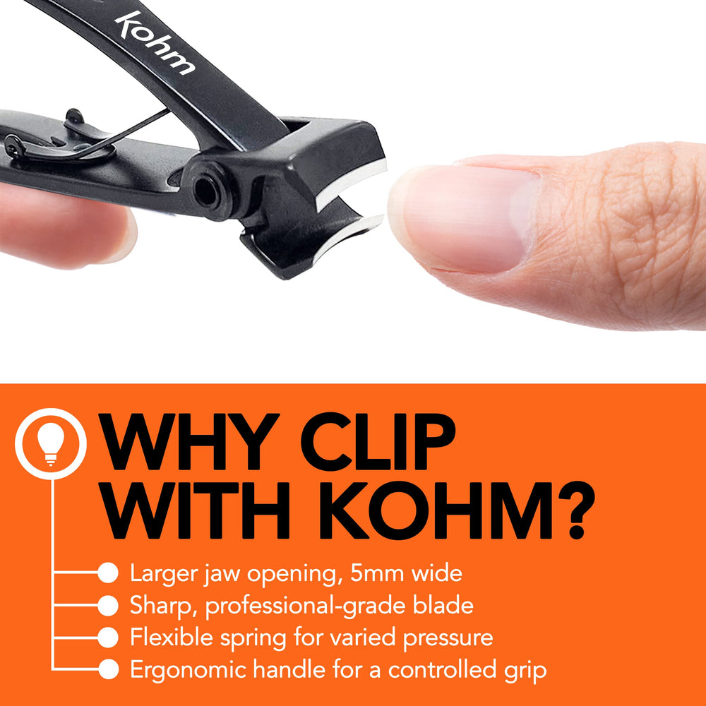 KOHM nail clippers safe trimming concept in home setting demonstration