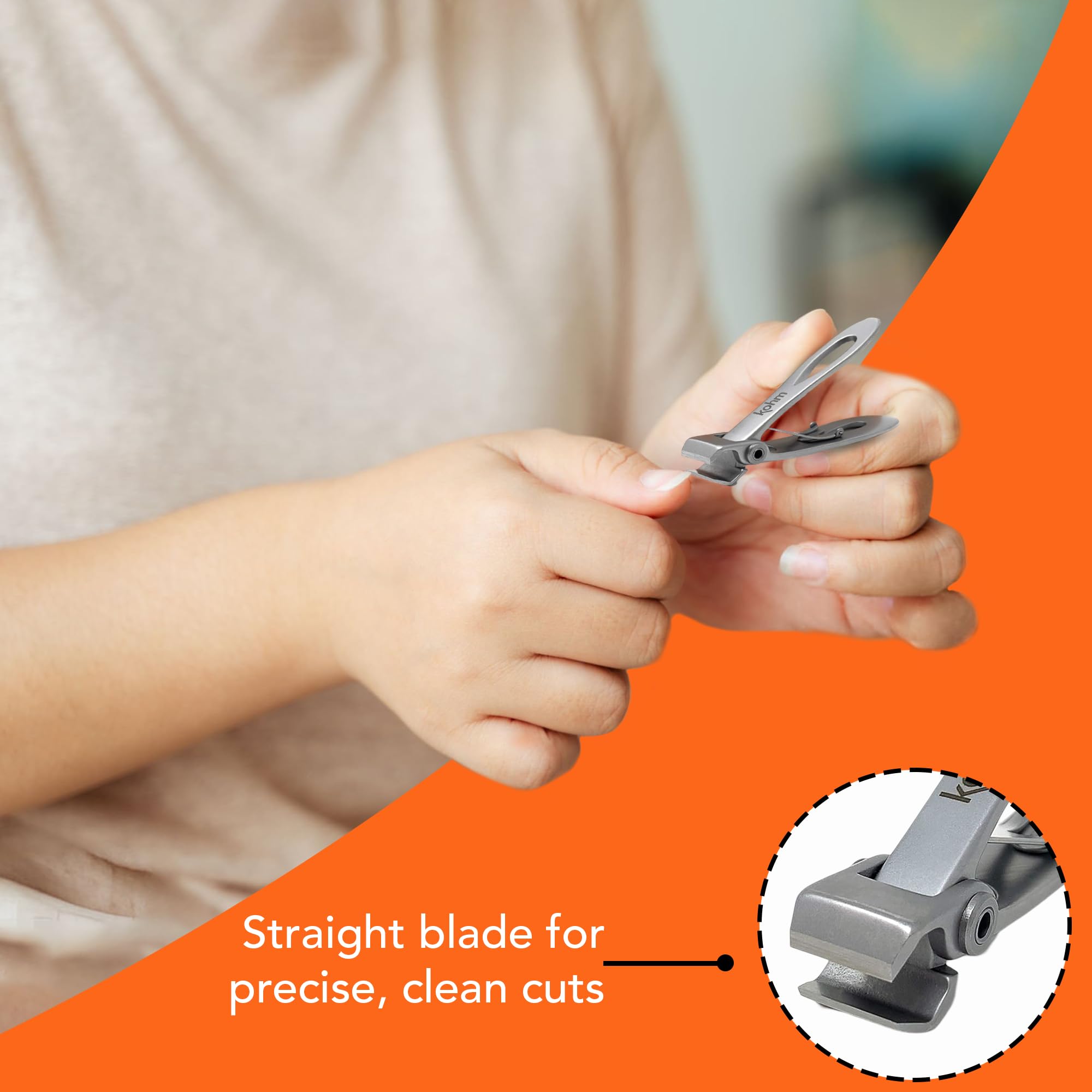 KOHM Nail Clippers silver finish design showing premium, durable tool for daily grooming.