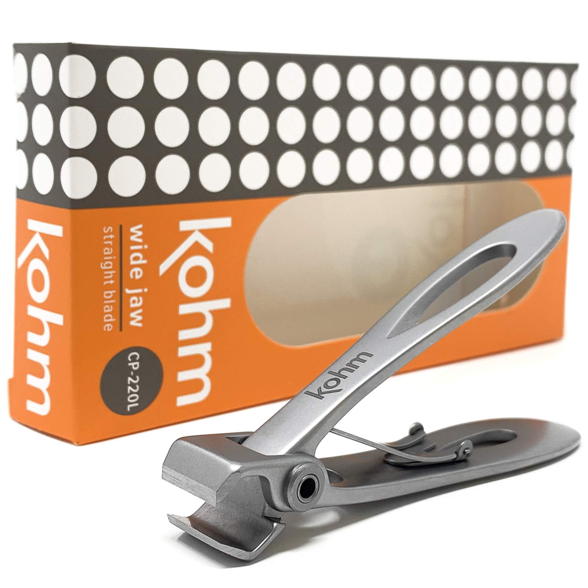 KOHM Nail Clippers wide-mouth close-up emphasizing thick-nail precision for safer trimming.