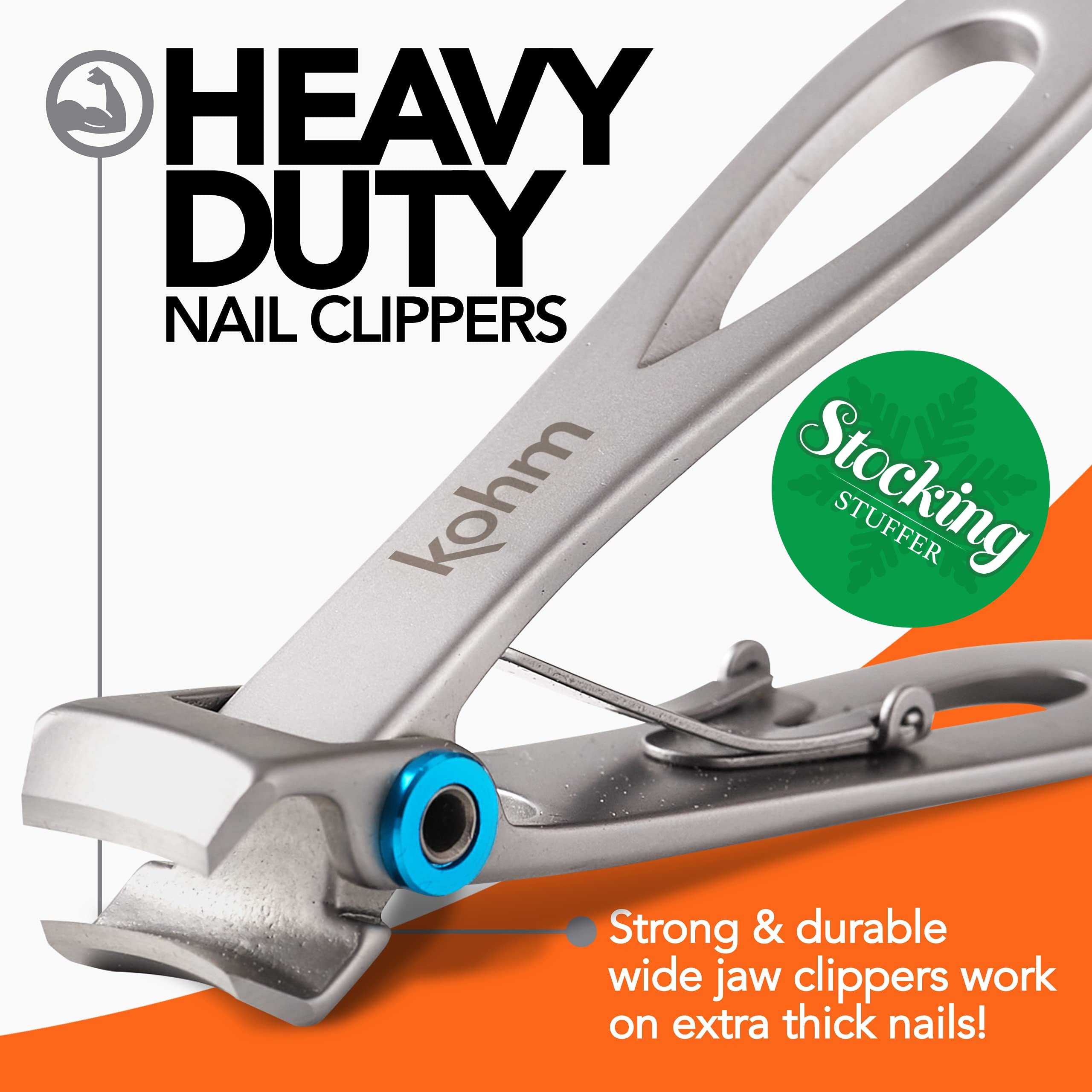KOHM nail clippers wide-mouth ease through tough nails during routine grooming.
