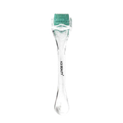 Koi Beauty derma roller close-up shows titanium needles for precise at-home micro-needling.