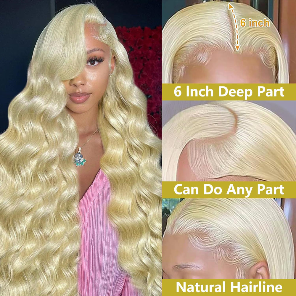 Koiaskral 13x6 lace front wig shows pre-plucked baby hairs for a realistic hairline.