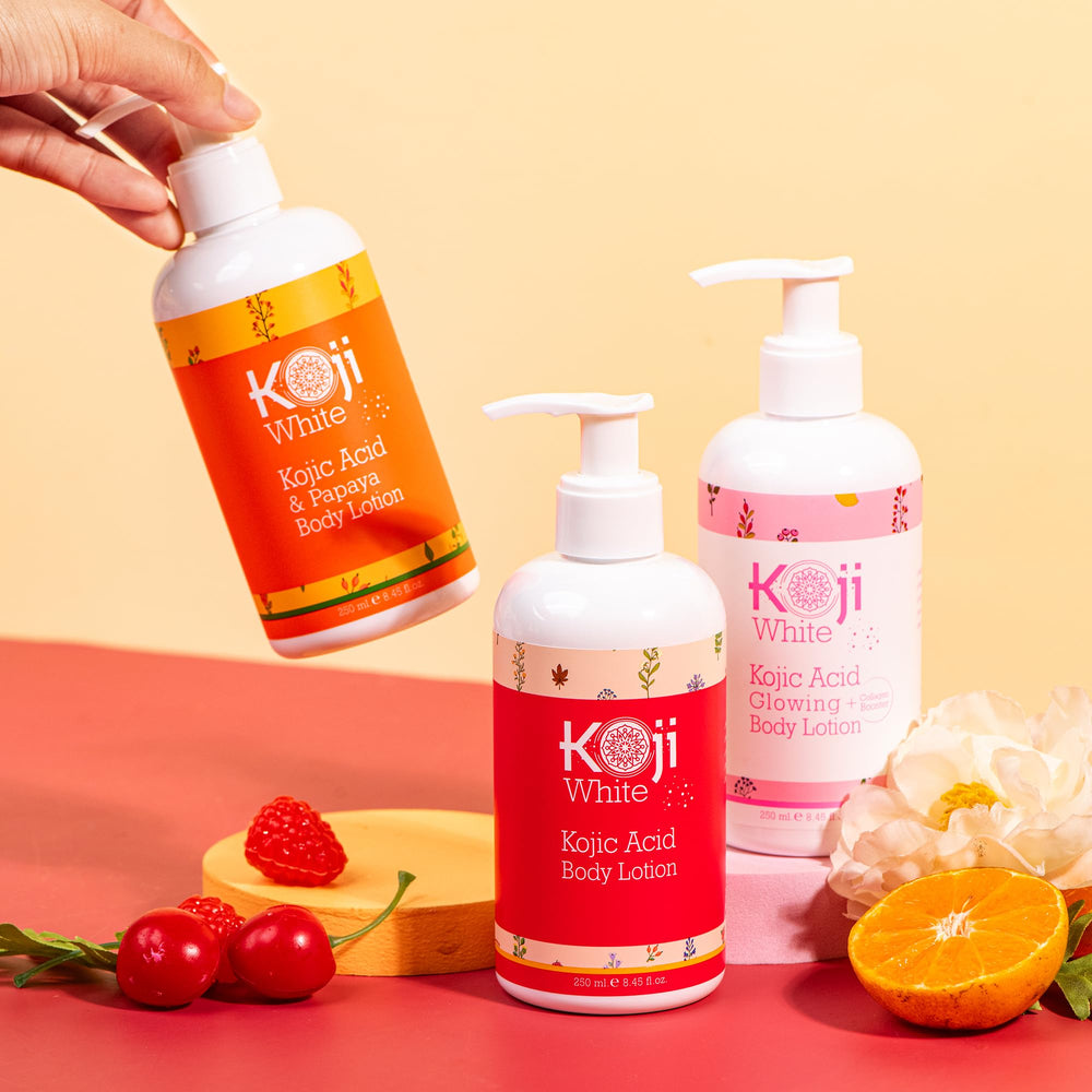 Koji White Kojic Acid Body Lotion daily use application setup
