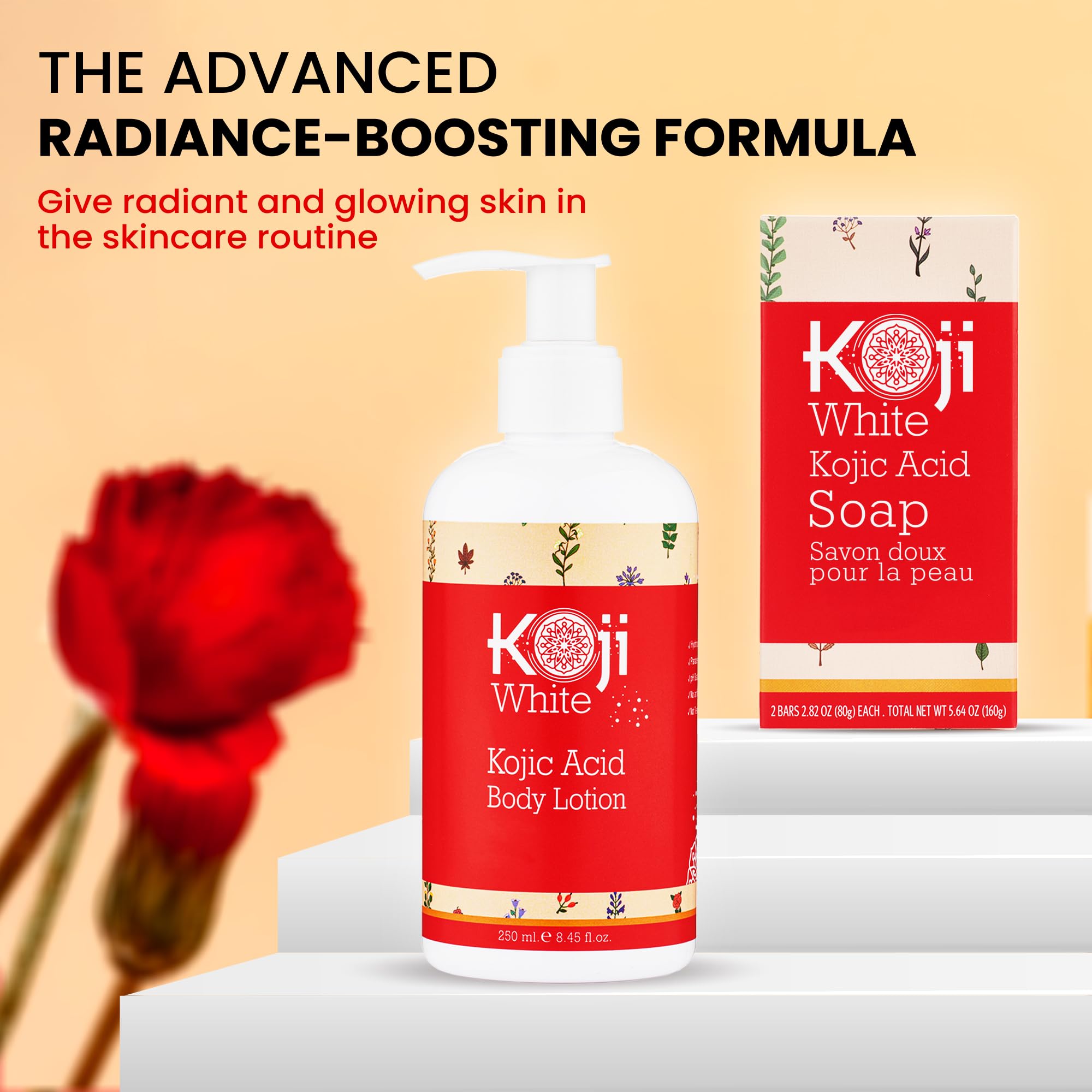 Koji White Kojic Acid Body Lotion bottle ready to dress after application