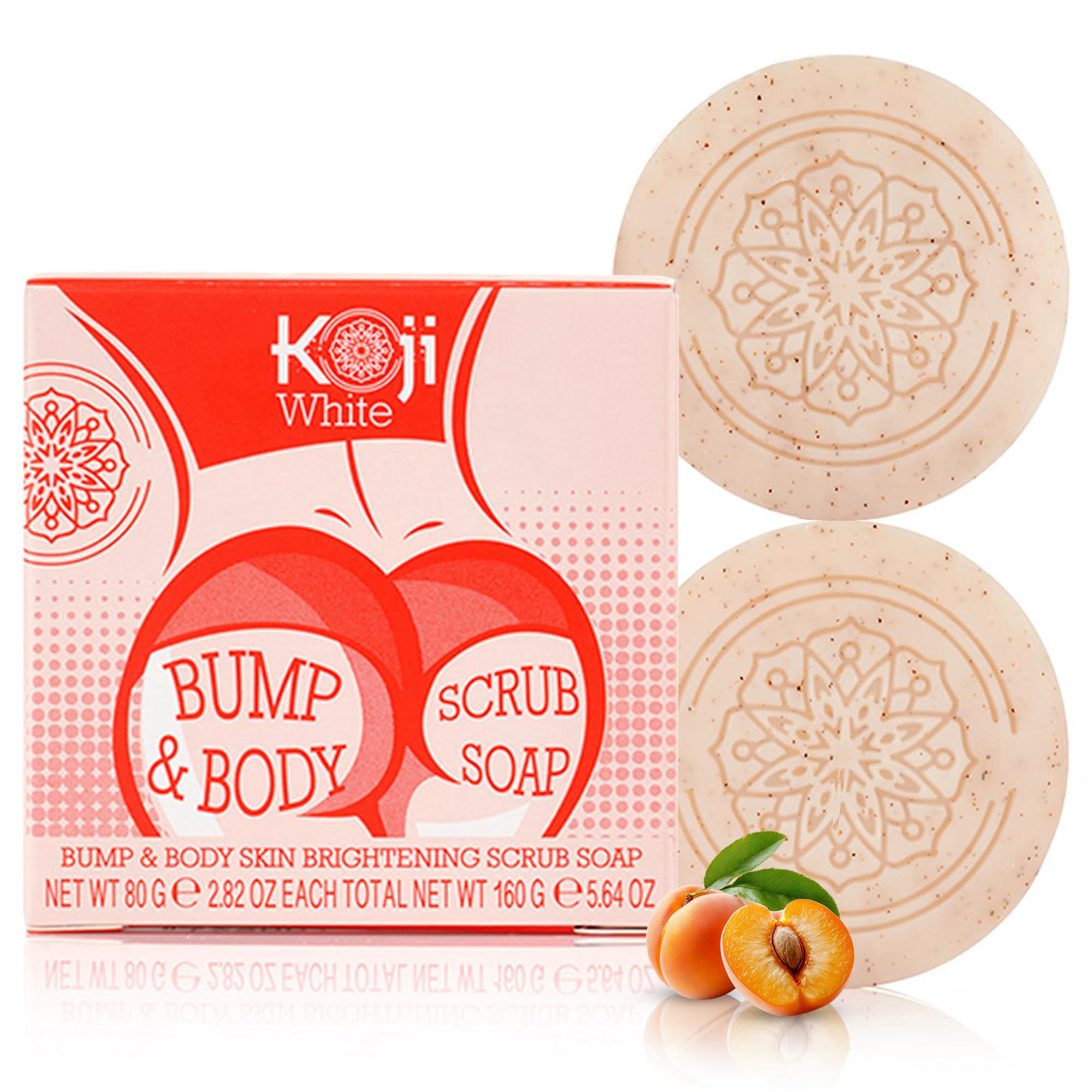 Koji White Kojic Acid Bump Eraser bar close-up highlights exfoliating texture for smoother skin