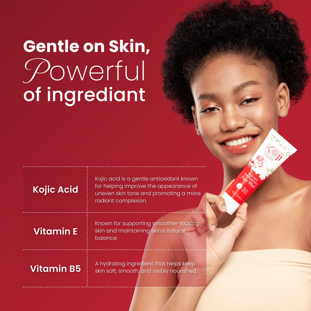 Koji White sodium hyaluronate hydration visual emphasizes surface moisture after cleansing