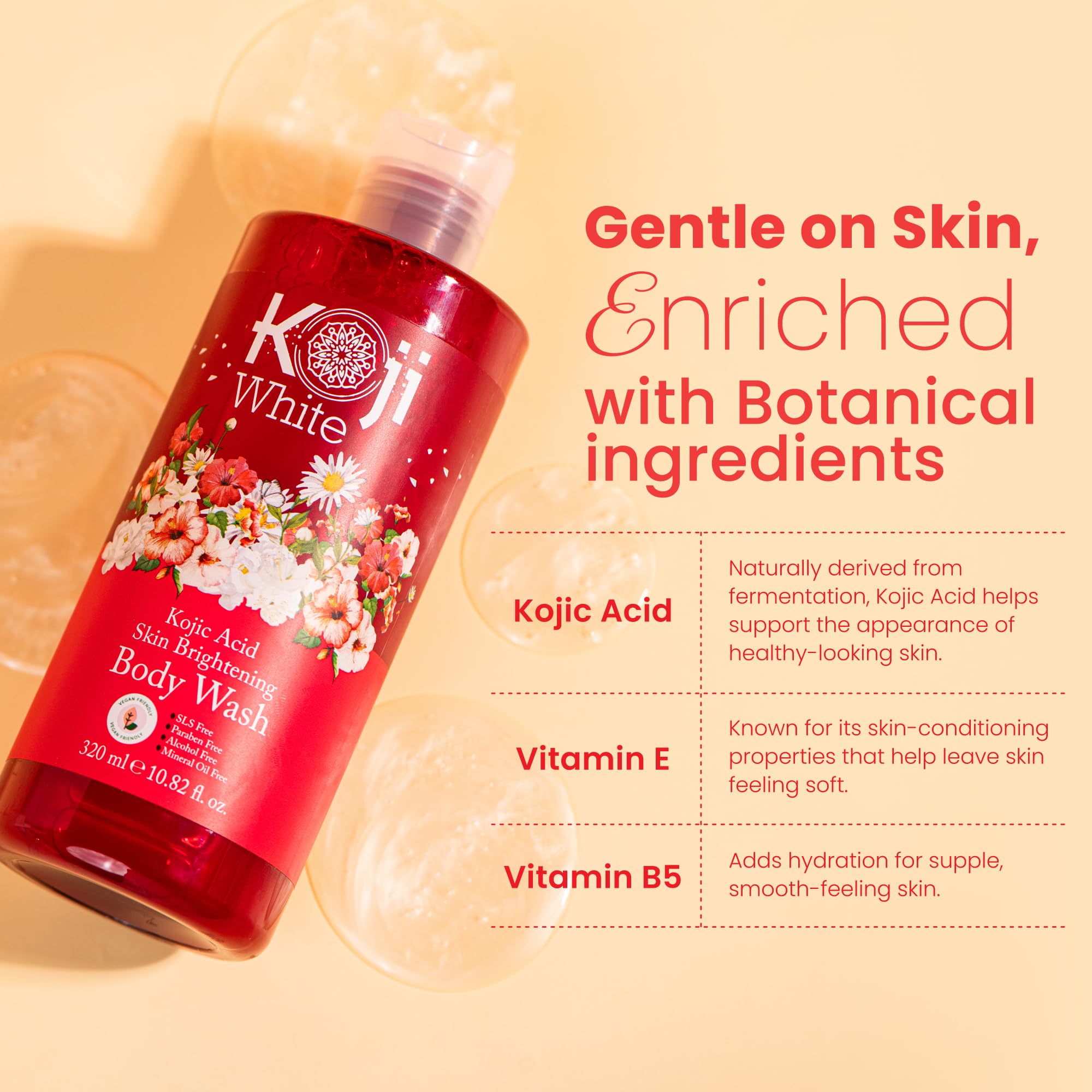 Koji White vegan formula with plant-based ingredients on bottle