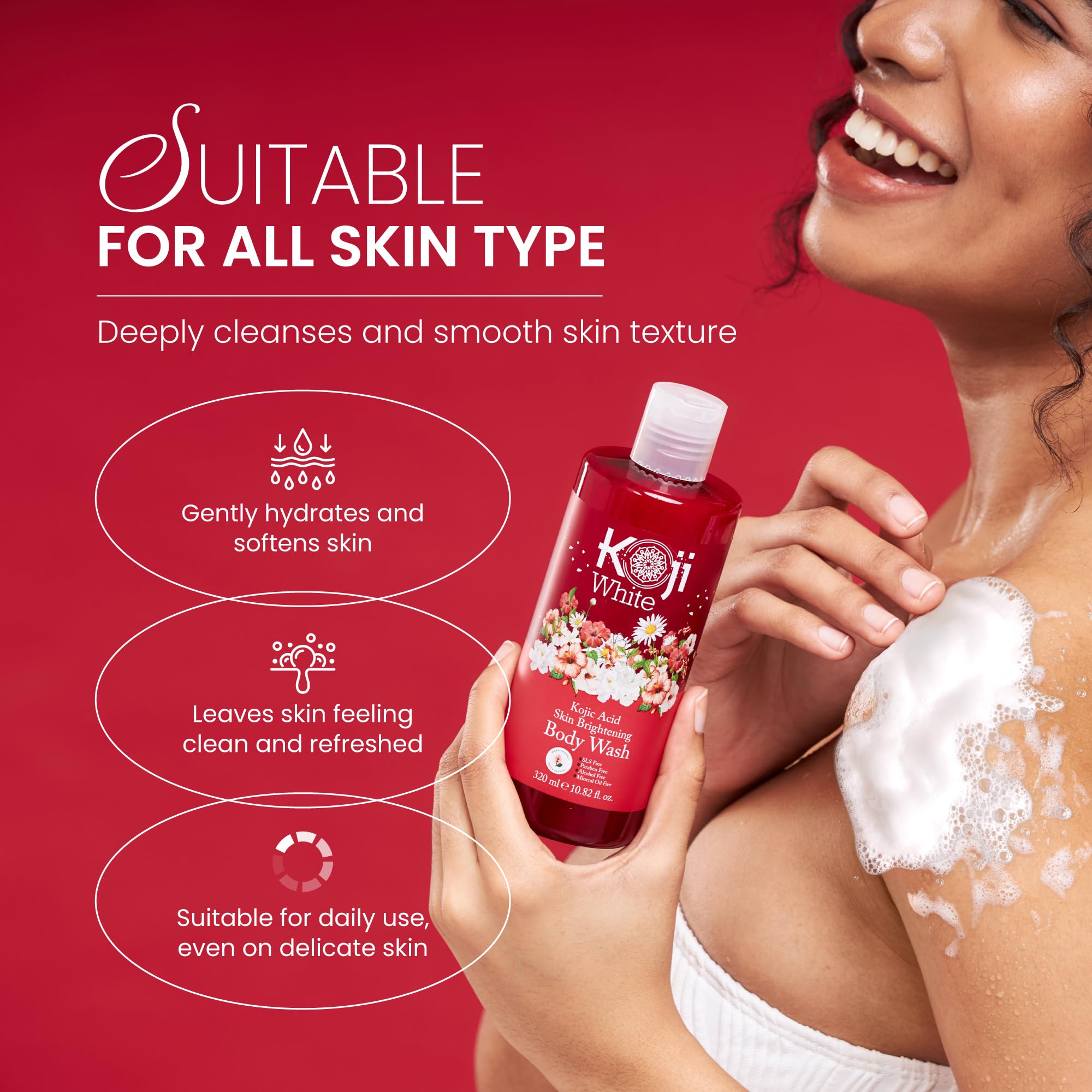 Koji White vitamin E and B5 nourish skin while cleansing
