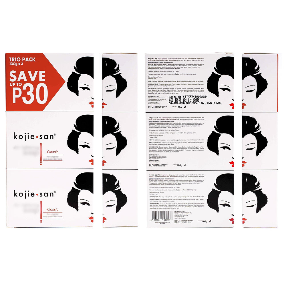 Kojie San six-bar packaging for home routine