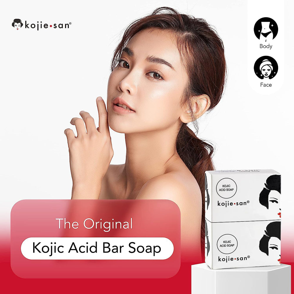 Kojie San apply directions 2-3 minutes illustrate proper facial and body use.