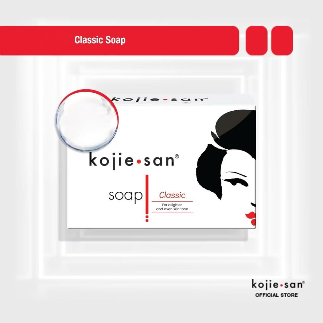 Kojie San Kojic Acid Soap-ingredients-illustration highlights kojic acid-based formula.
