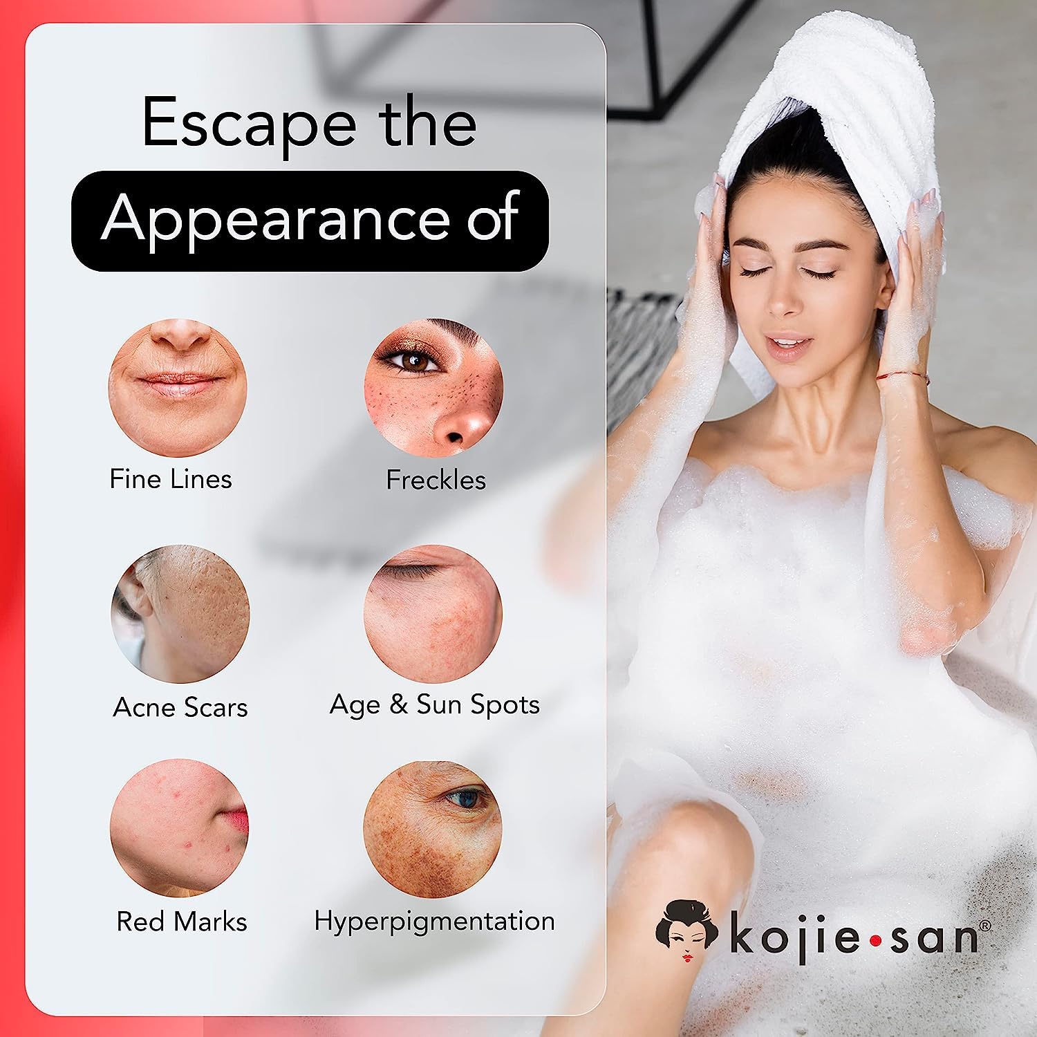 Kojie San soap lather foaming demonstrates gentle cleansing and daily care.