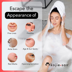 Kojie San soap lather foaming demonstrates gentle cleansing and daily care.