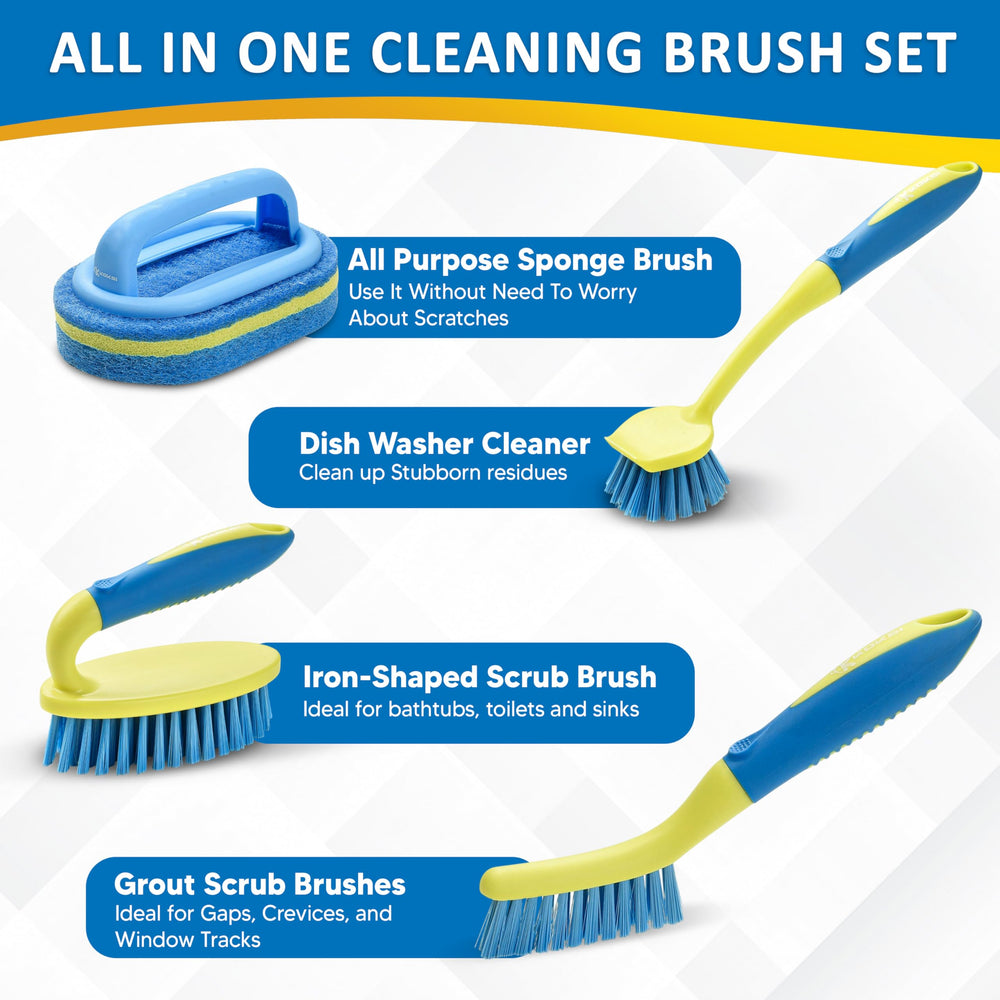 Koksi scrub brush set durable bristles stand up to heavy-duty cleaning.