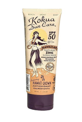 Kokua Sun Care reef safe sunscreen bottle showing mineral SPF 50 protection for beach days