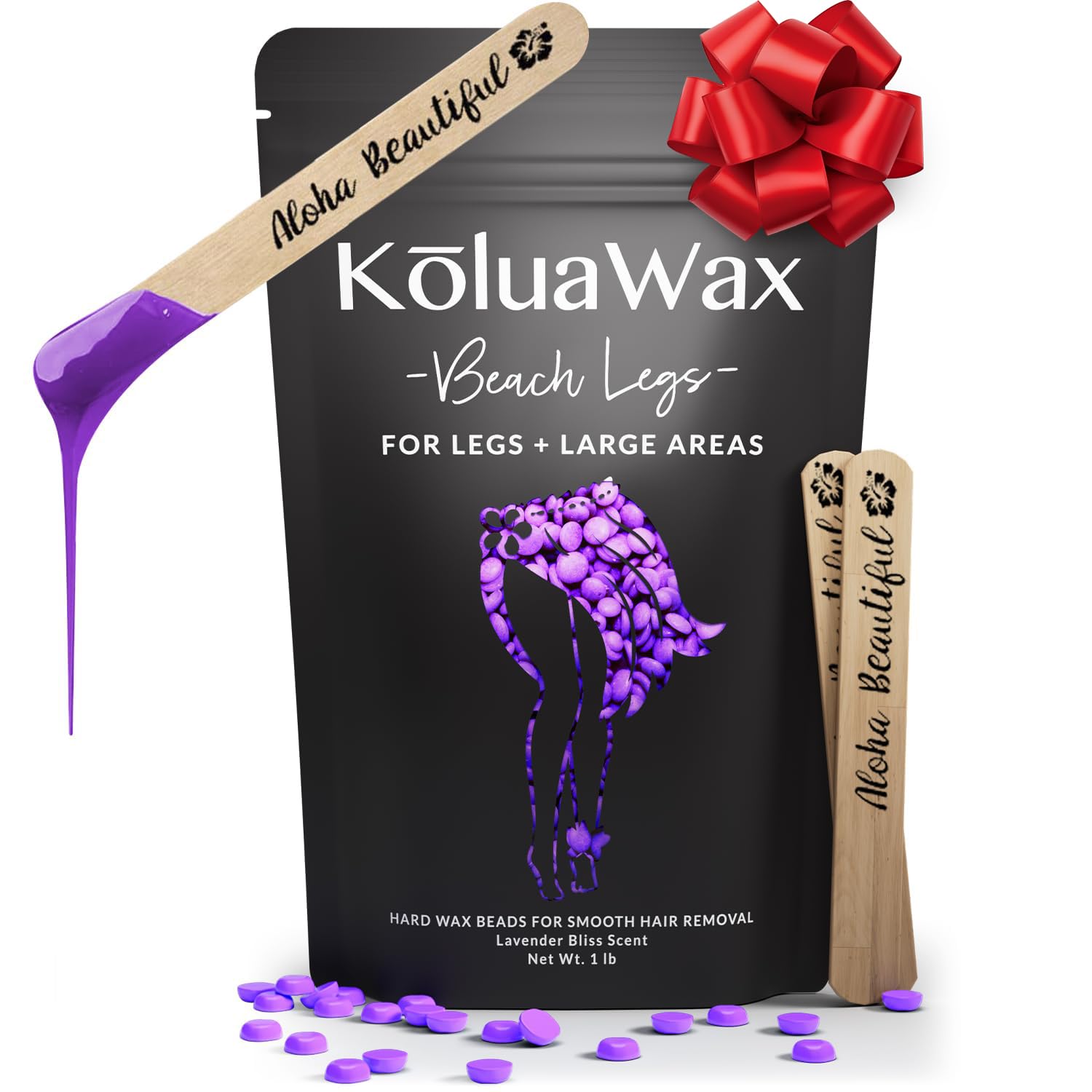 KoluaWax Lavender Bliss beads in package ready for at-home coarse hair waxing.