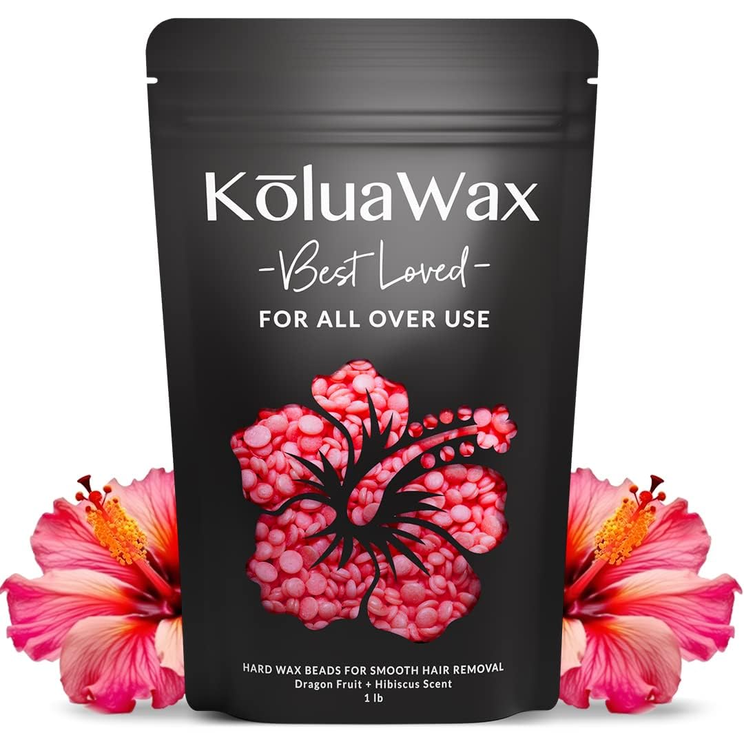 Koluawax hard wax beads for face with dragon fruit hibiscus aroma for precise removal.
