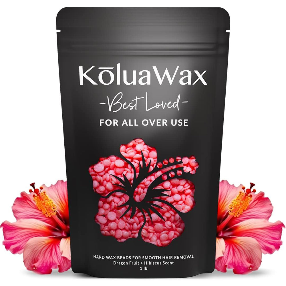 Koluawax hard wax beads for face with dragon fruit hibiscus aroma for precise removal.