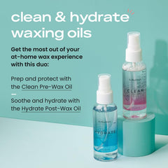 KoluaWax Hydrate Post-Wax Oil being applied to soothe skin and reduce redness.
