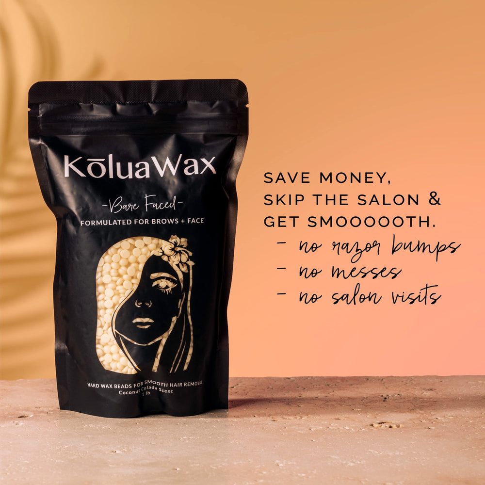 KoluaWax kit with 1lb beads and 10 sticks for efficient at-home waxing.