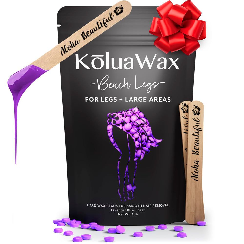 KoluaWax Lavender Bliss hard wax beads in 1lb refill for coarse-hair removal at home.