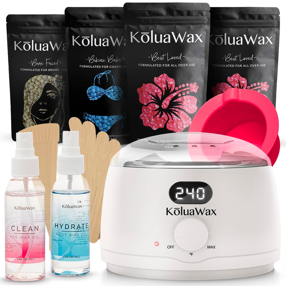 KoluaWax Premium Waxing Kit digital warmer, for at-home salon-quality sessions.
