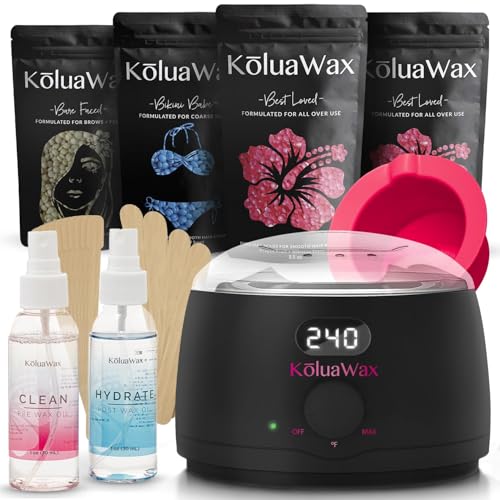 KoluaWax Premium Waxing Kit with digital warmer for precise, safe at-home waxing