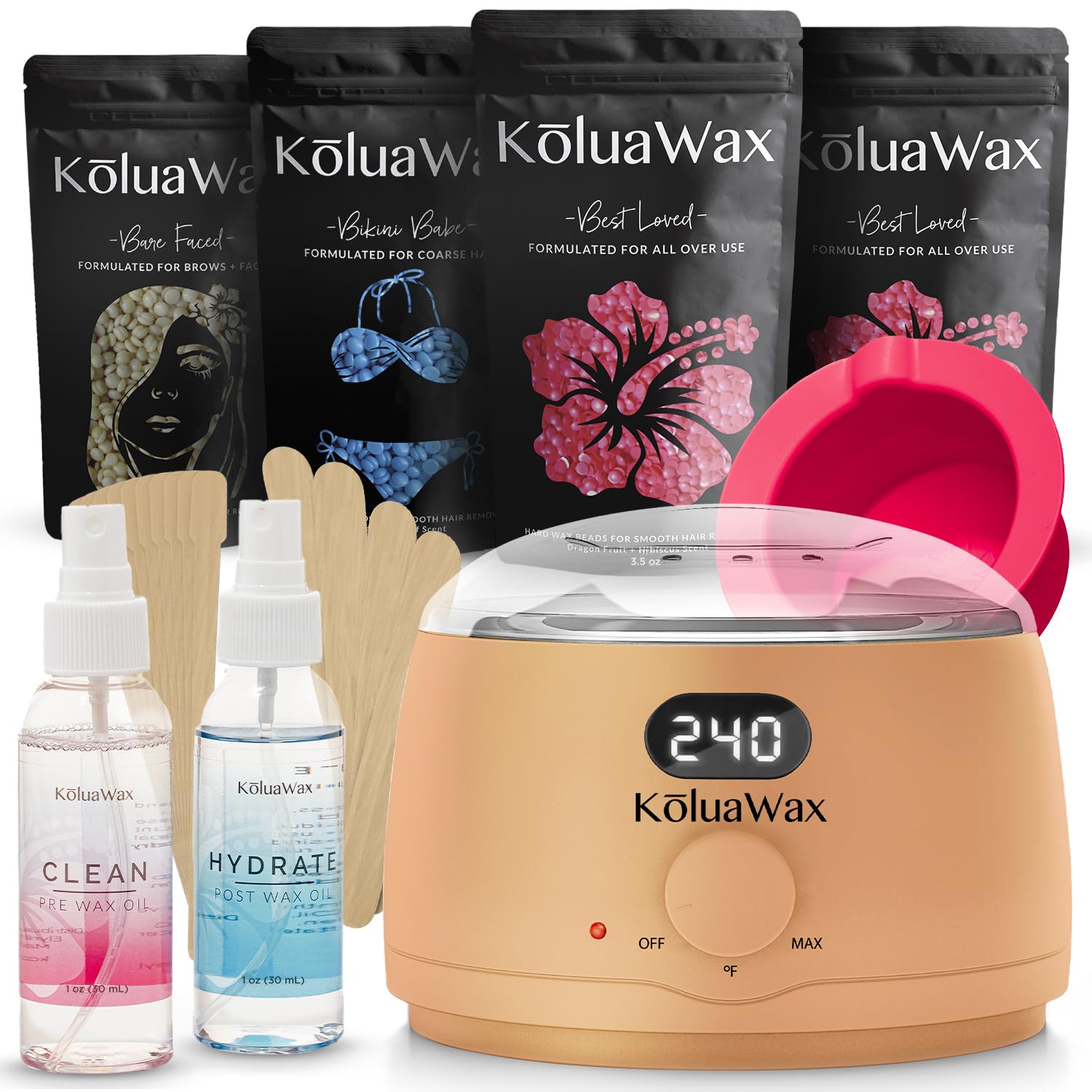 KoluaWax premium waxing kit with digital wax warmer delivers salon-quality results at home