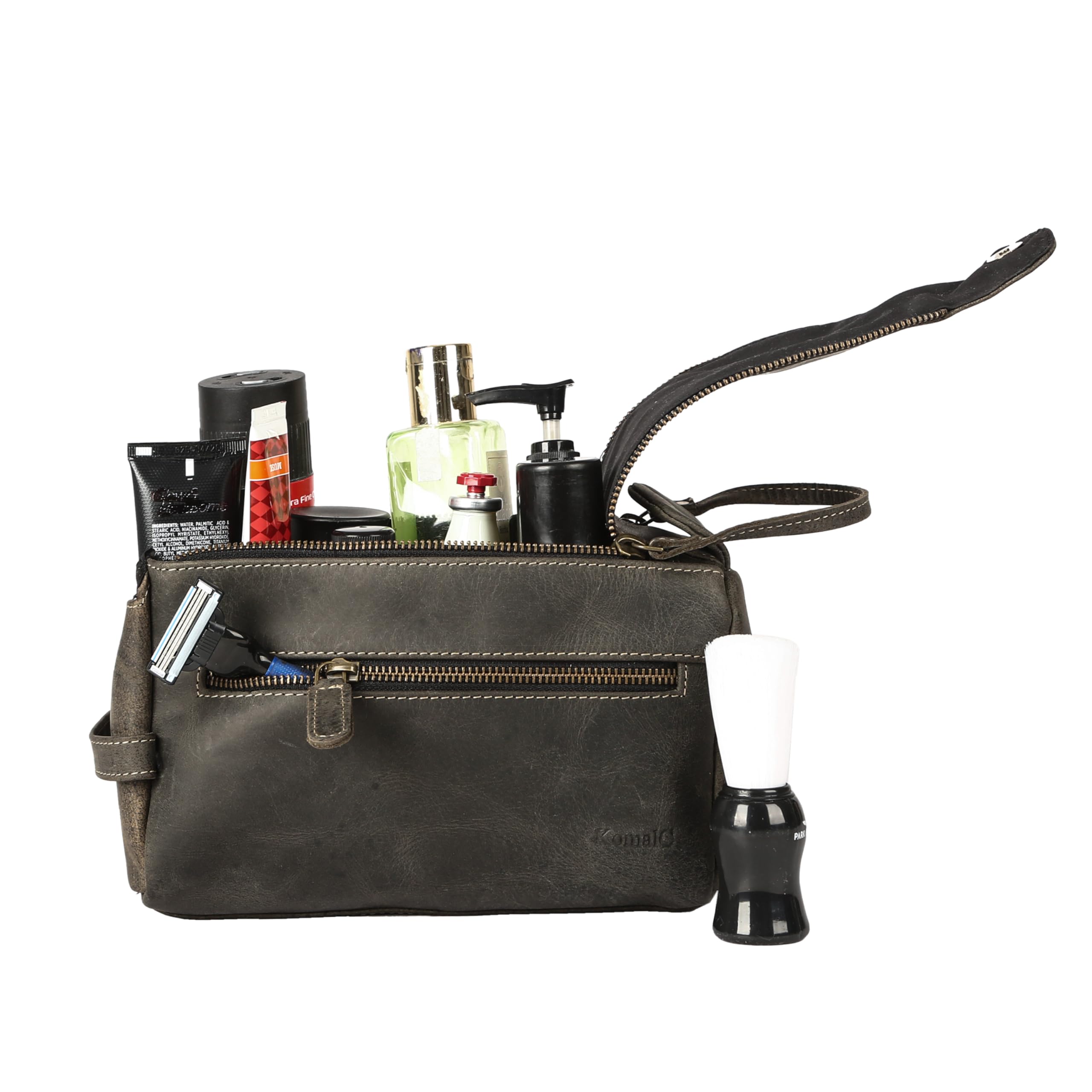 KomalC premium buffalo bag in charcoal black ready for gift-worthy presentation.