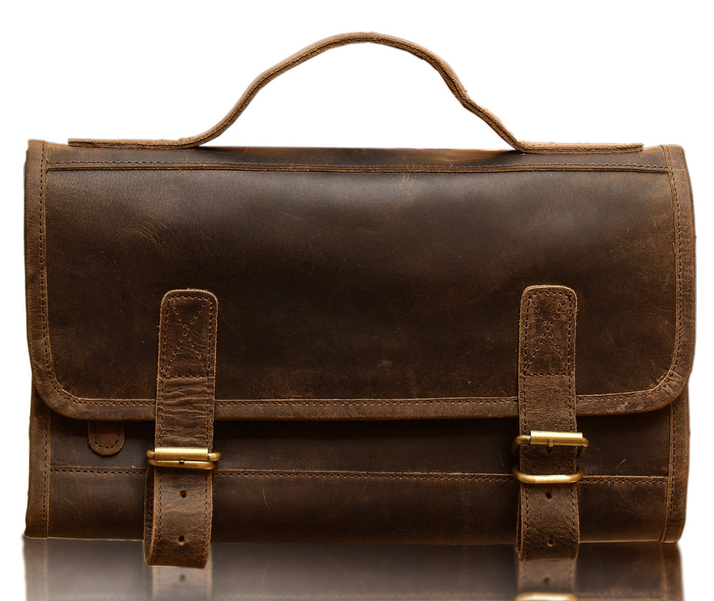 KomalC hanging toiletry bag side view highlights durable construction.