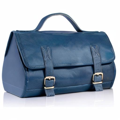 KomalC premium Buffalo leather roll toiletry bag open, expands for extra packing space.