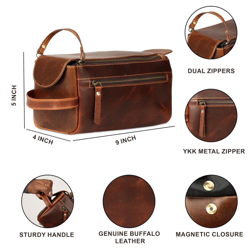 KomalC bag measures nine-point-three by five by four-point-three inches for compact travel