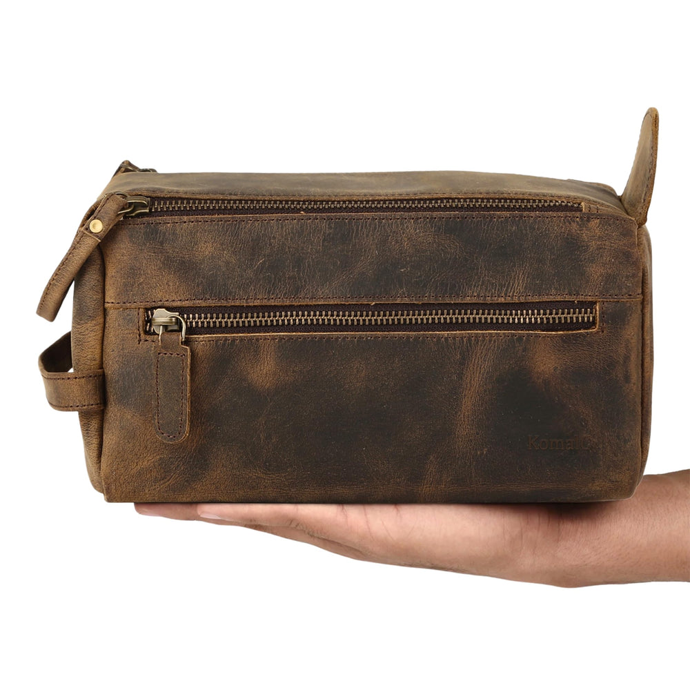 KomalC buffalo leather bag external pocket for quick access to small items