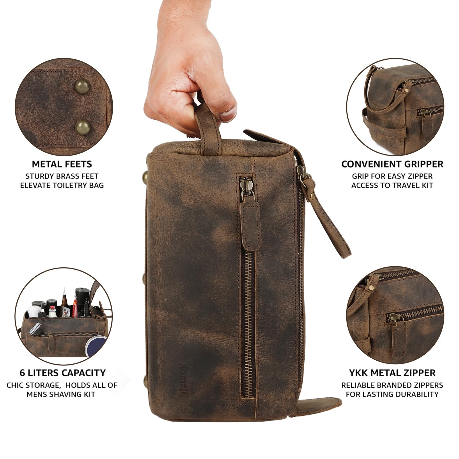 KomalC handheld toiletry bag ideal for daily use and quick trips