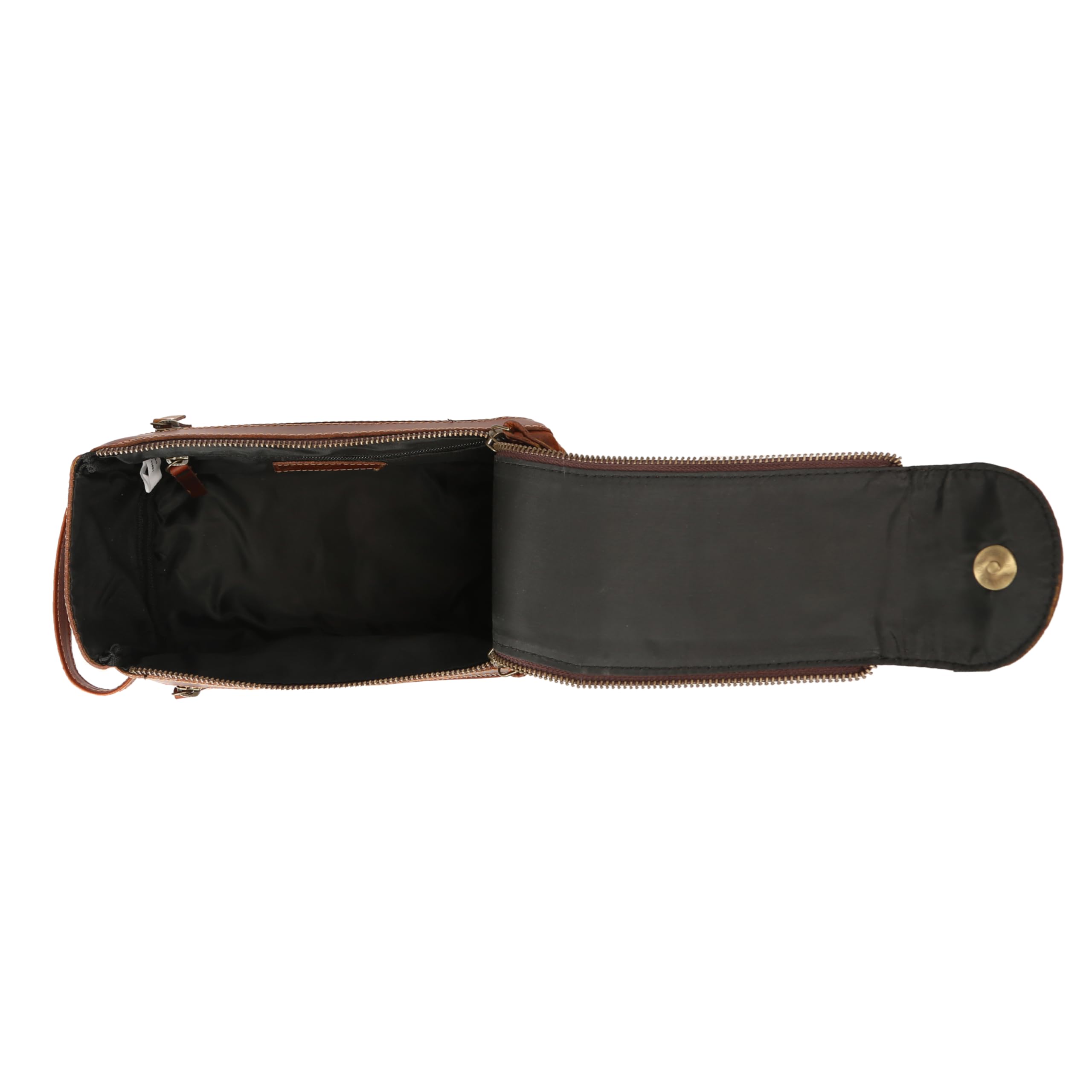 KomalC bag interior reveals water-resistant lining guarding toiletries while traveling